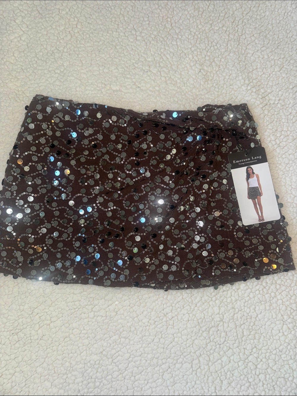 Emerson Lang Brown Sequin Mini Skirt